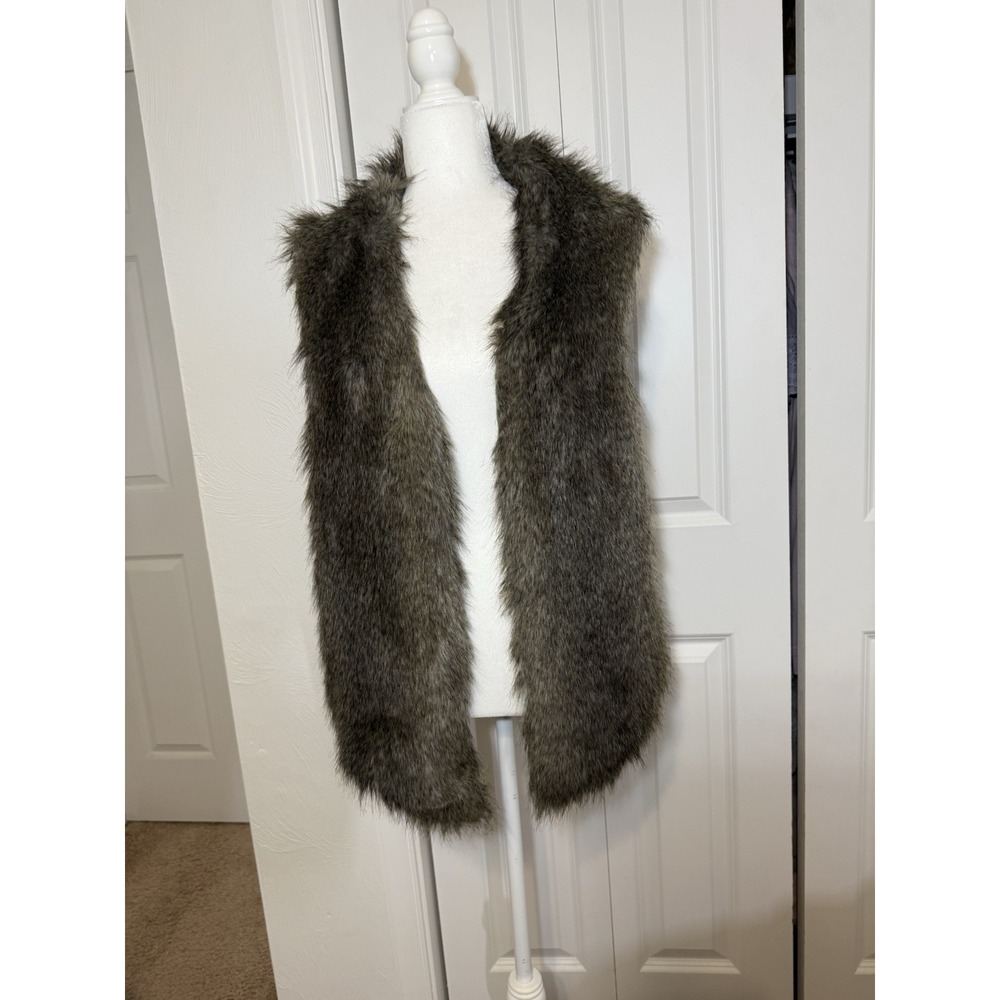 MNG by Mango Gray Faux Fur and Knit Wool Alpaca Acrylic Blend Vest Sz M